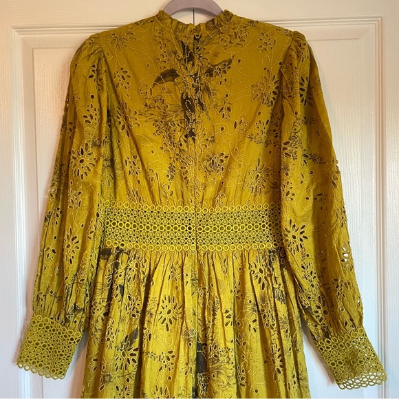 NWT ALLSAINTS Women’s Sia Demoir Broderie Dress Olive - US4 - Picture 5 of 13